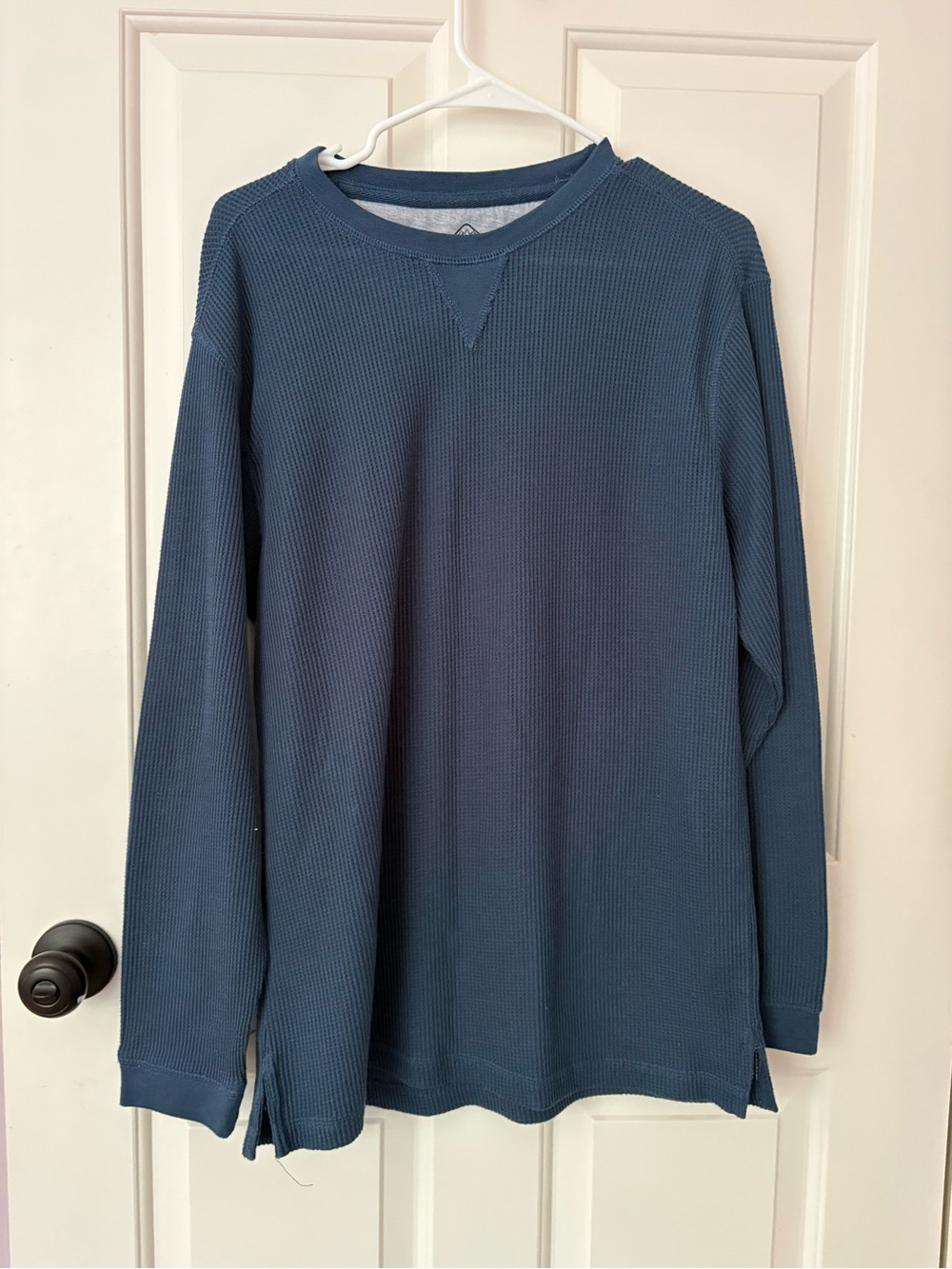 Men's Long-Sleeve Waffle Knit Crewneck Sweater - Blue